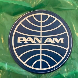 Pan Am Airlines Airport Wall Decor Metal Aluminum Sign Retro Round 8"